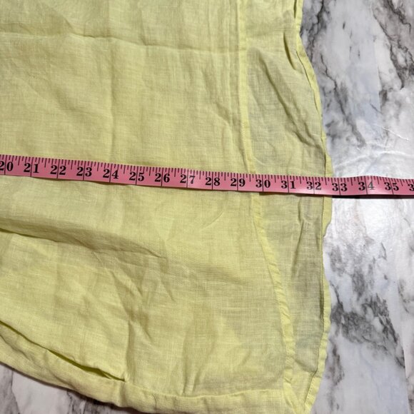 FLAX 100% Washable Linen Yellow Green Peplum Top - Picture 8 of 8